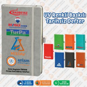 HK-3535 Renkli Baskılı Termo Deri Lastikli Defter