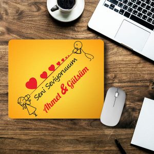 Kişiye Özel Sevgiliye Hediye Seni Seviyorum Mousepad 2