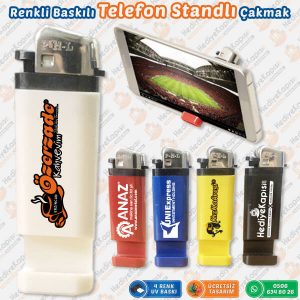PHL Renkli Baskılı Telefon Standlı Çakmak