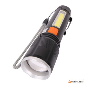 ARSUZ SİYAH 4 MODLU ŞARJ EDİLEBİLİR LED EL FENERİ - Siyah - Görsel 1