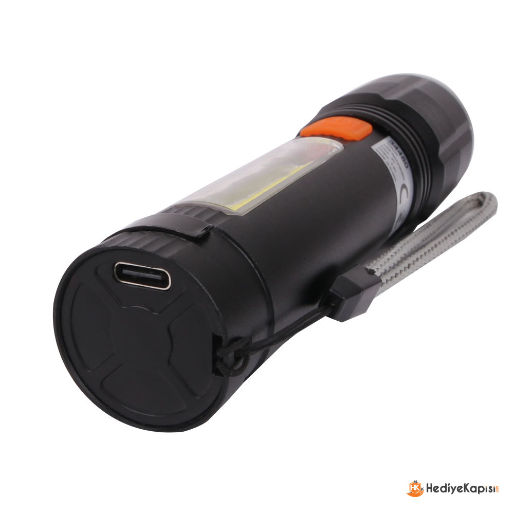 ARSUZ SİYAH 4 MODLU ŞARJ EDİLEBİLİR LED EL FENERİ - Siyah - Görsel 3