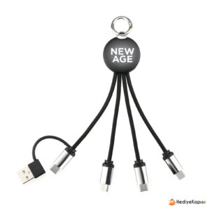 ÇİĞDEM IŞIKLI ANAHTARLIK ÇOKLU KABLO - Siyah - Görsel 1