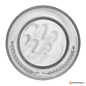 GYT-03 GÜMÜŞ YALDIZ İŞLEMELİ PLAKET TABAK - Gümüş - Görsel 1